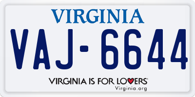 VA license plate VAJ6644