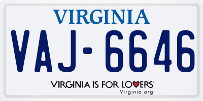 VA license plate VAJ6646