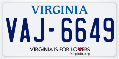 VA license plate VAJ6649