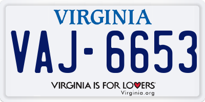 VA license plate VAJ6653