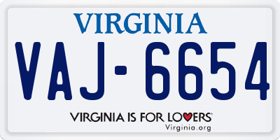 VA license plate VAJ6654
