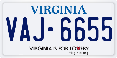 VA license plate VAJ6655
