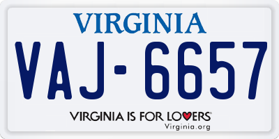 VA license plate VAJ6657