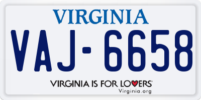 VA license plate VAJ6658