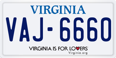 VA license plate VAJ6660