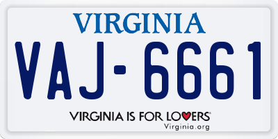 VA license plate VAJ6661
