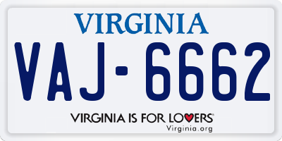 VA license plate VAJ6662