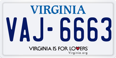 VA license plate VAJ6663