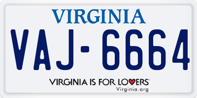 VA license plate VAJ6664