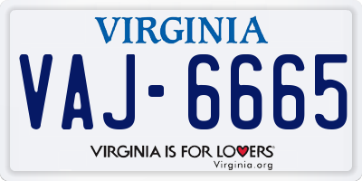 VA license plate VAJ6665