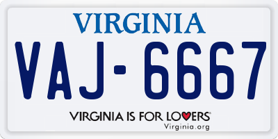 VA license plate VAJ6667