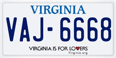 VA license plate VAJ6668