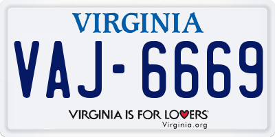VA license plate VAJ6669