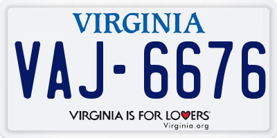 VA license plate VAJ6676