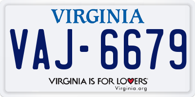 VA license plate VAJ6679