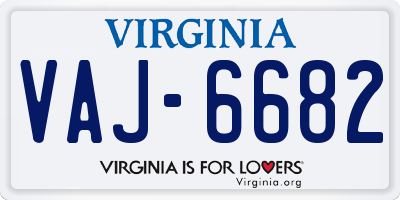 VA license plate VAJ6682