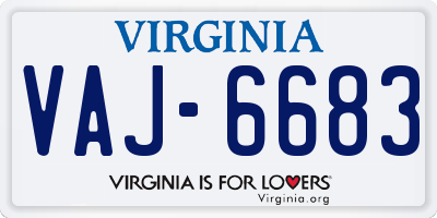 VA license plate VAJ6683