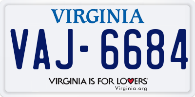 VA license plate VAJ6684