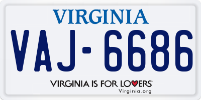 VA license plate VAJ6686