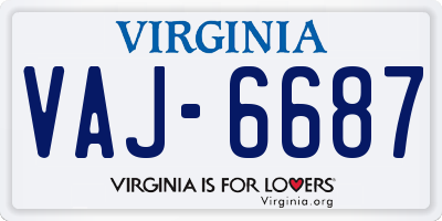 VA license plate VAJ6687