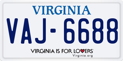 VA license plate VAJ6688