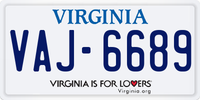 VA license plate VAJ6689
