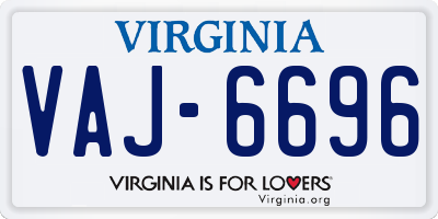 VA license plate VAJ6696