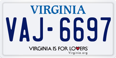 VA license plate VAJ6697