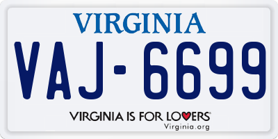 VA license plate VAJ6699