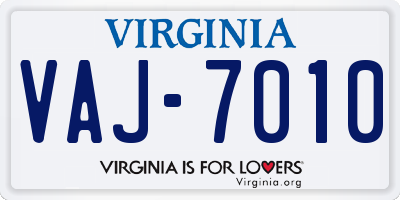 VA license plate VAJ7010