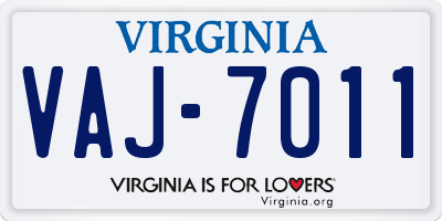 VA license plate VAJ7011