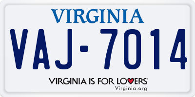 VA license plate VAJ7014