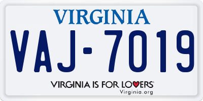 VA license plate VAJ7019