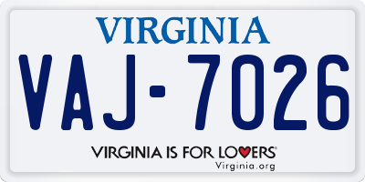 VA license plate VAJ7026
