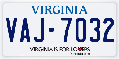 VA license plate VAJ7032