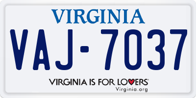 VA license plate VAJ7037