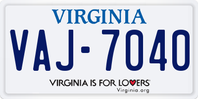 VA license plate VAJ7040