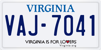 VA license plate VAJ7041