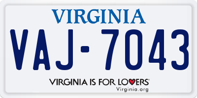 VA license plate VAJ7043