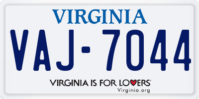 VA license plate VAJ7044