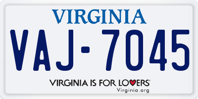 VA license plate VAJ7045