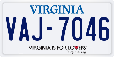 VA license plate VAJ7046