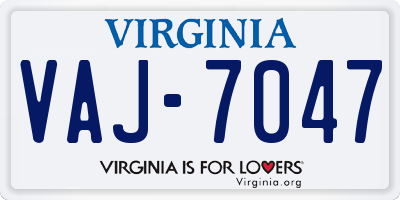 VA license plate VAJ7047