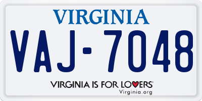 VA license plate VAJ7048