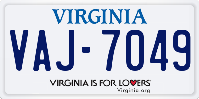 VA license plate VAJ7049