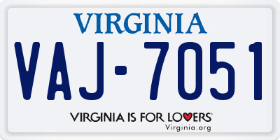 VA license plate VAJ7051