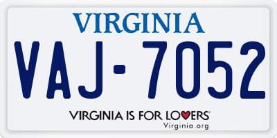 VA license plate VAJ7052