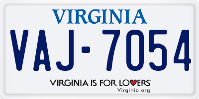 VA license plate VAJ7054