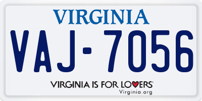 VA license plate VAJ7056