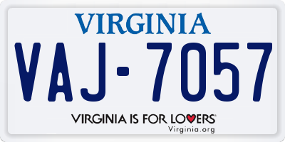 VA license plate VAJ7057